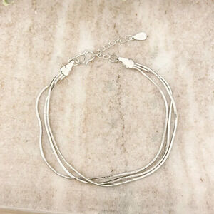 925 Sterling Silver Multi-Layer Triple Layer Bracelet Dainty Minimalist Bracelet